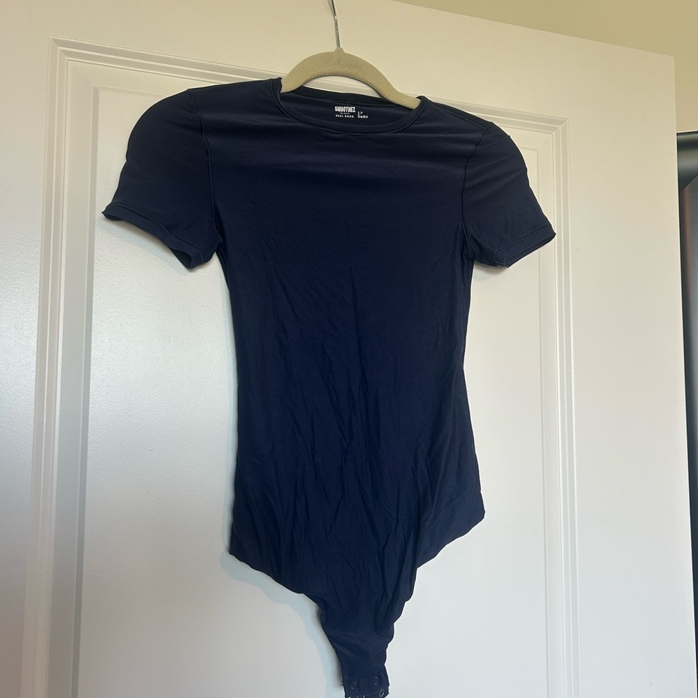 Aerie Smoothez Crew Neck Short Sleeve Bodysuit - Navy